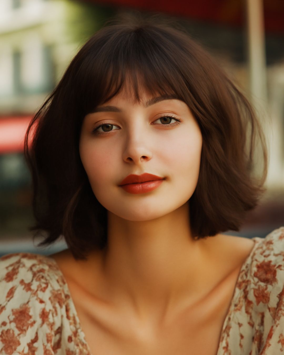 textured french bob with bangs
